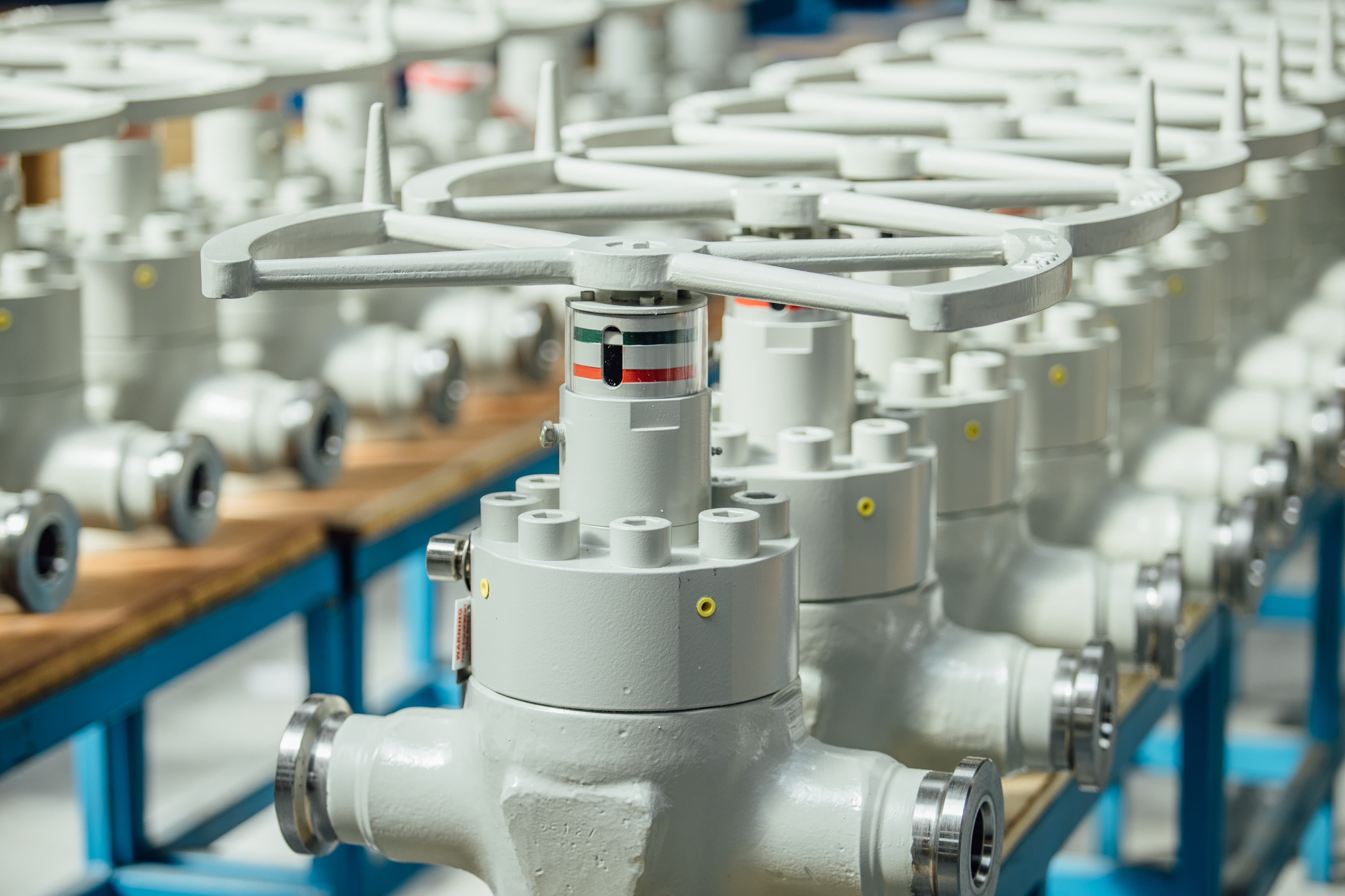 rows of valves