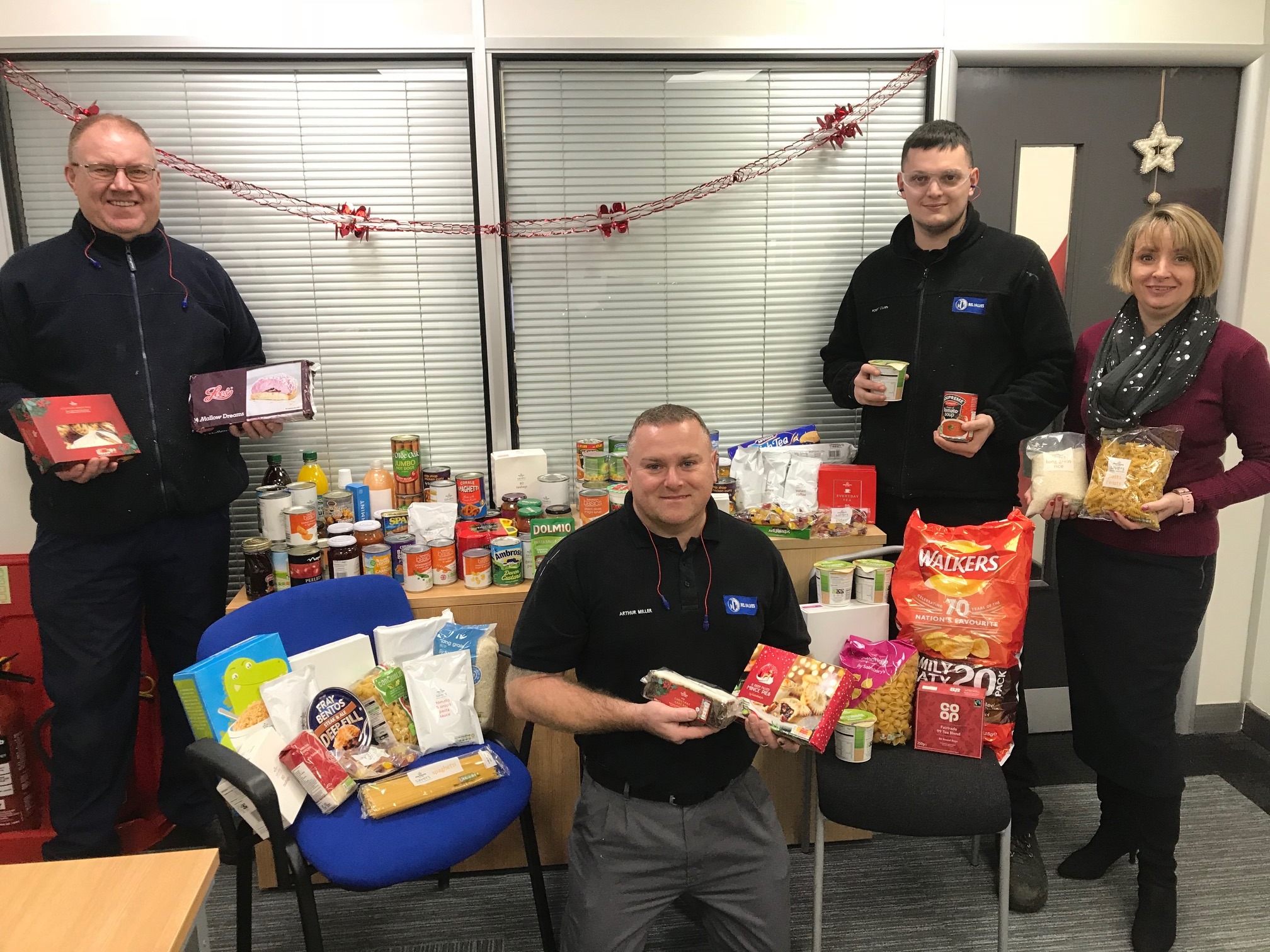 BEL Valves staff with food collected for local Newcastle foodbank